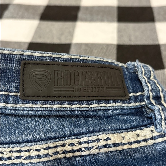 Rock & Roll Denim Mid Rise Trouser Cowgirl Bootcut Flare Jeans 28 x 32 Stretch - Picture 9 of 11